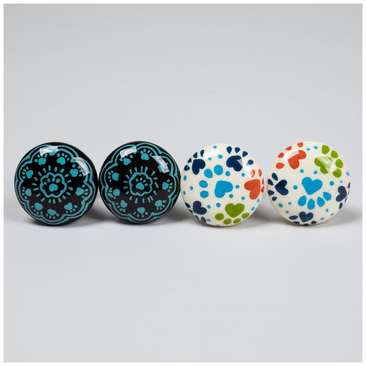 Hand Painted Iron Knobs - Set of 2