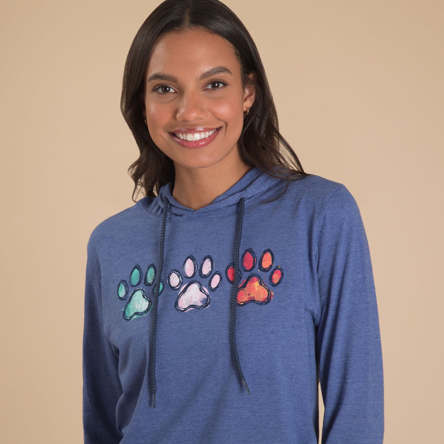 Abstract Paws Hooded Long Sleeve Tee
