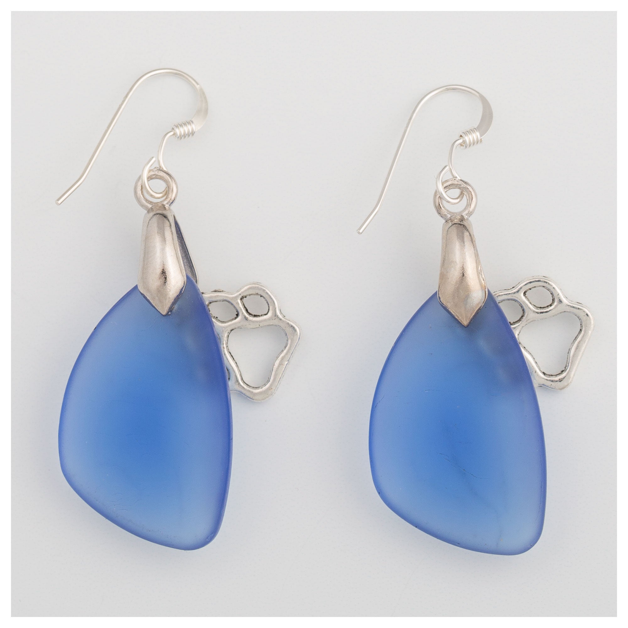 Paw Print Sea Glass Earrings