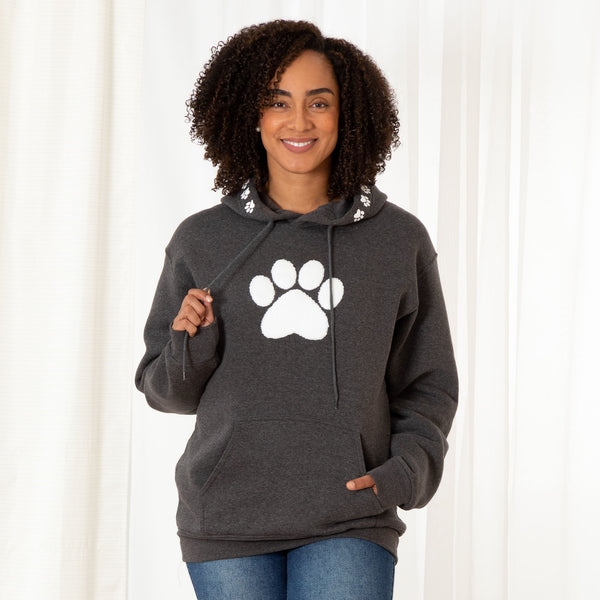 Chenille Paw Print Hooded Sweatshirt | The Animal Rescue Site