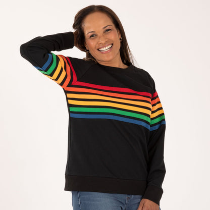 Retro Rainbow Stripe Crew Sweatshirt