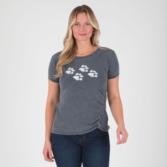 Walking Paws Ruched Short Sleeve Tee