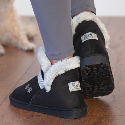 Paw Print Faux Suede Ankle Boots