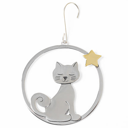 Wish Upon a Star Cat Mixed Metal Ornament