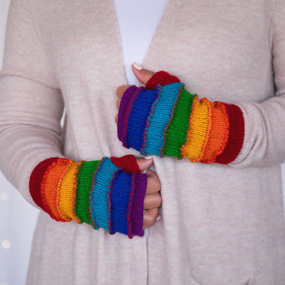 Hand Knit Rainbow Hand Warmers