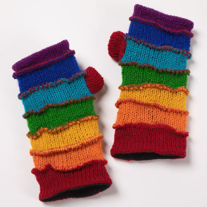 Hand Knit Rainbow Hand Warmers