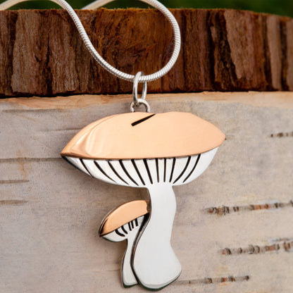 Mushroom Sterling & Copper Necklace