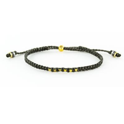 Waxed Cord With Gold Beads Grey Bracelet