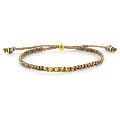 Waxed Cord With Gold Beads Carmel Bracelet