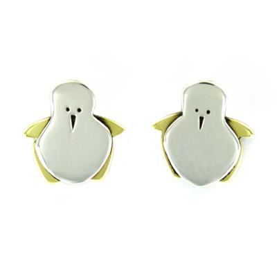 Penguin Sterling & Brass Post Earring