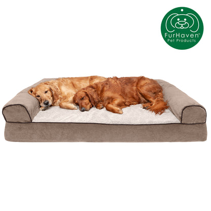 Faux Fleece & Chenille Sofa-Style Pet Bed