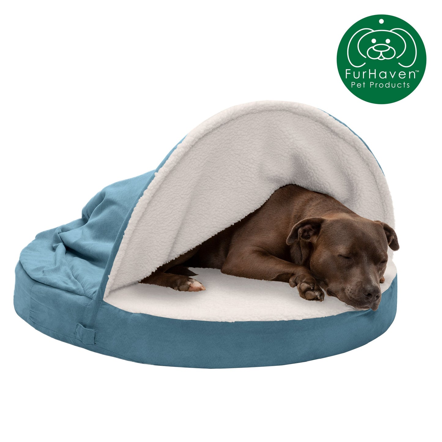 Round Faux Sheepskin Snuggery Pet Bed