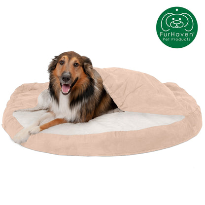 Round Faux Sheepskin Snuggery Pet Bed