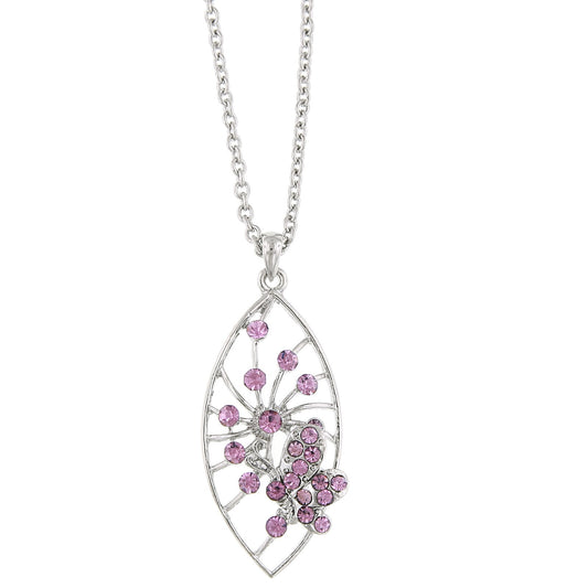 1928 Jewelry&reg; Silver-Tone Lt. Amethyst Pave Butterfly Necklace Pendant Necklace 16"Adj.