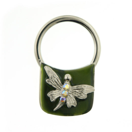 1928 Jewelry&reg; Silver-Tone Green Enamel And Ab Crystal Butterfly Key Fob