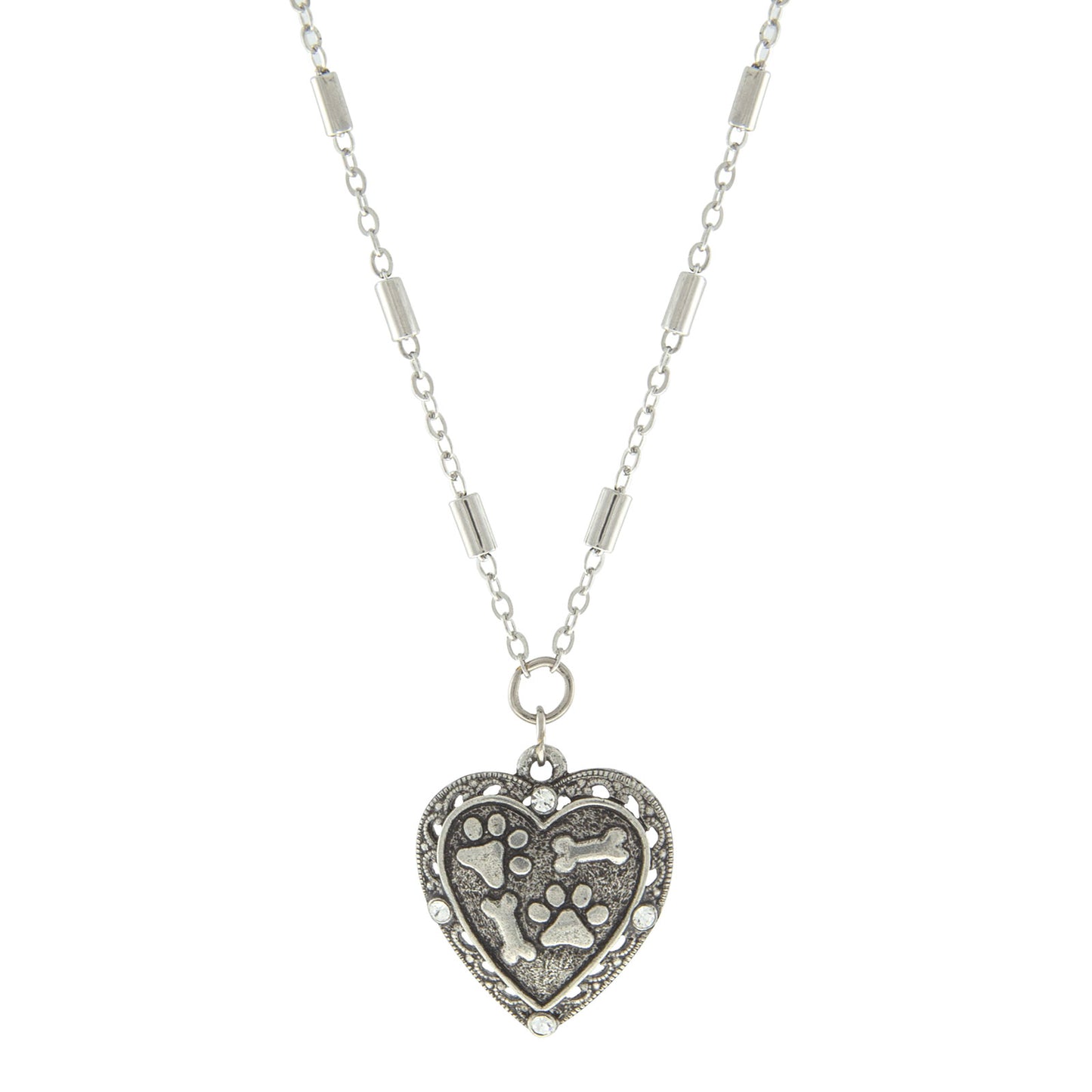 1928 Jewelry&reg; Silver Tone Heart Paw And Bones Necklace 16 Adj