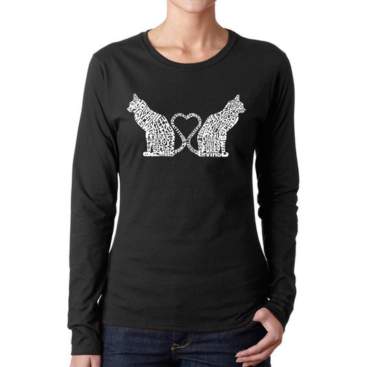 Cat Tail Hearts - Women's Word Art Long Sleeve T-Shirt