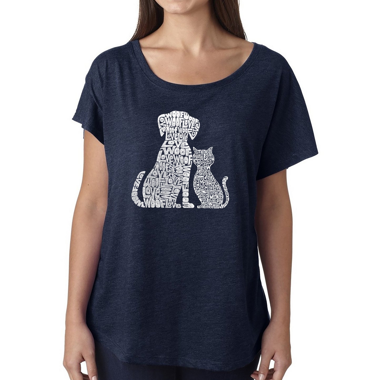 Dogs and Cats  - Women's Loose Fit Dolman Cut Word Art Shirt