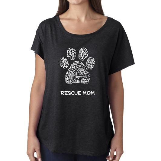 Rescue Mom  - Women's Loose Fit Dolman Cut Word Art Shirt