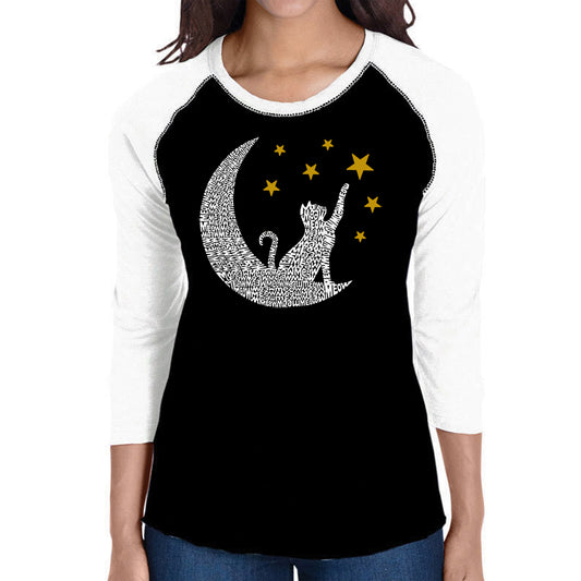 Cat Moon - Women's Raglan Word Art T-Shirt