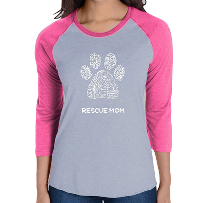 Rescue Mom  - Women's Raglan Baseball Word Art T-Shirt