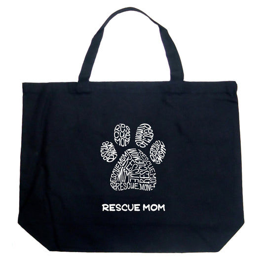 Rescue Mom  - Large Word Art Tote Bag