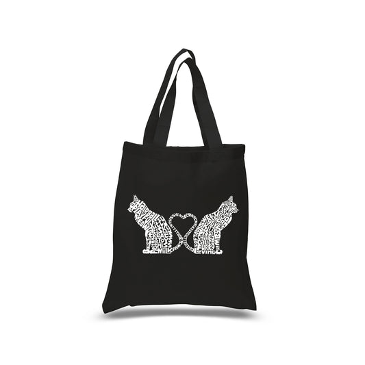 Cat Tail Hearts - Small Word Art Tote Bag