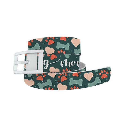 Dog Mom Belt With White Buckle