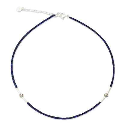 A Pure Soul Silver & Lapis Lazuli Beaded Necklace