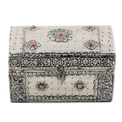 Royal Collection Handcrafted Repousse Brass Jewelry Box from India