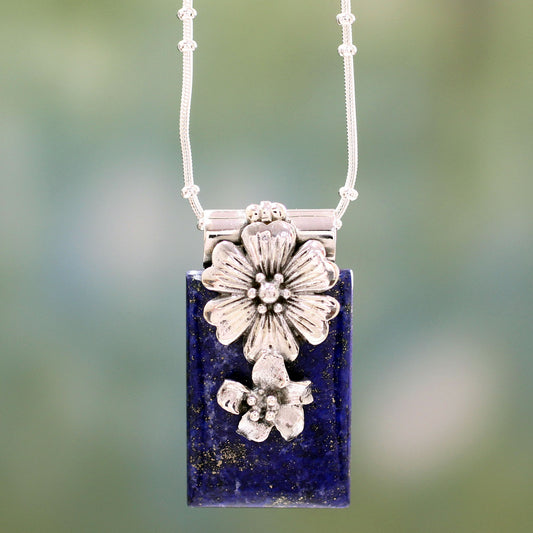 Blue Lily Lapis Lazuli & Sterling Silver Pendant Necklace