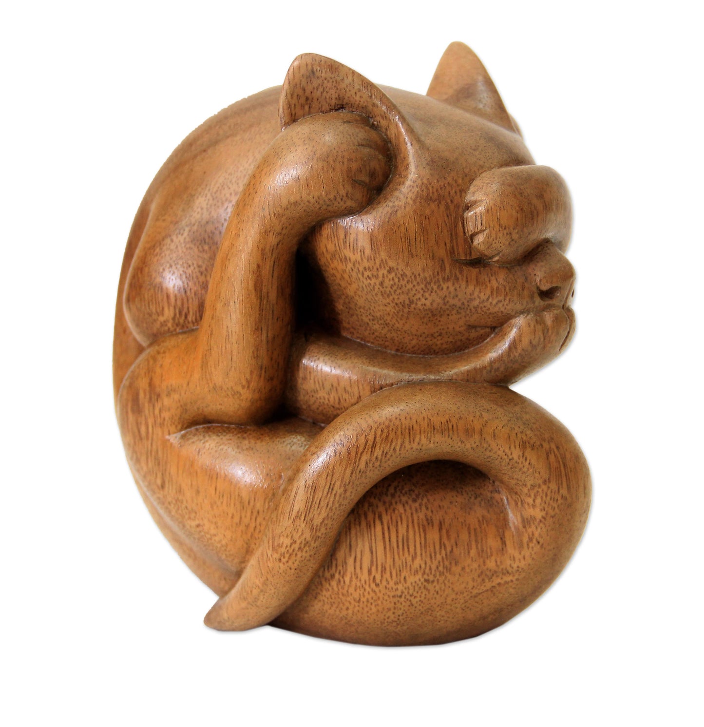 Yogi Cat Wood Sculpture