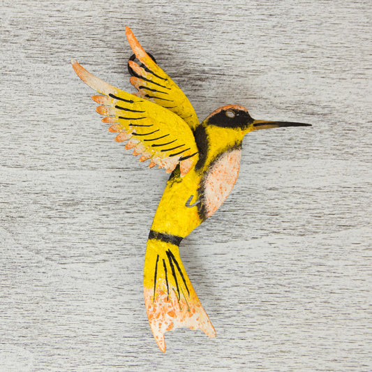 Little Yellow Hummingbird Iron Wall Mural