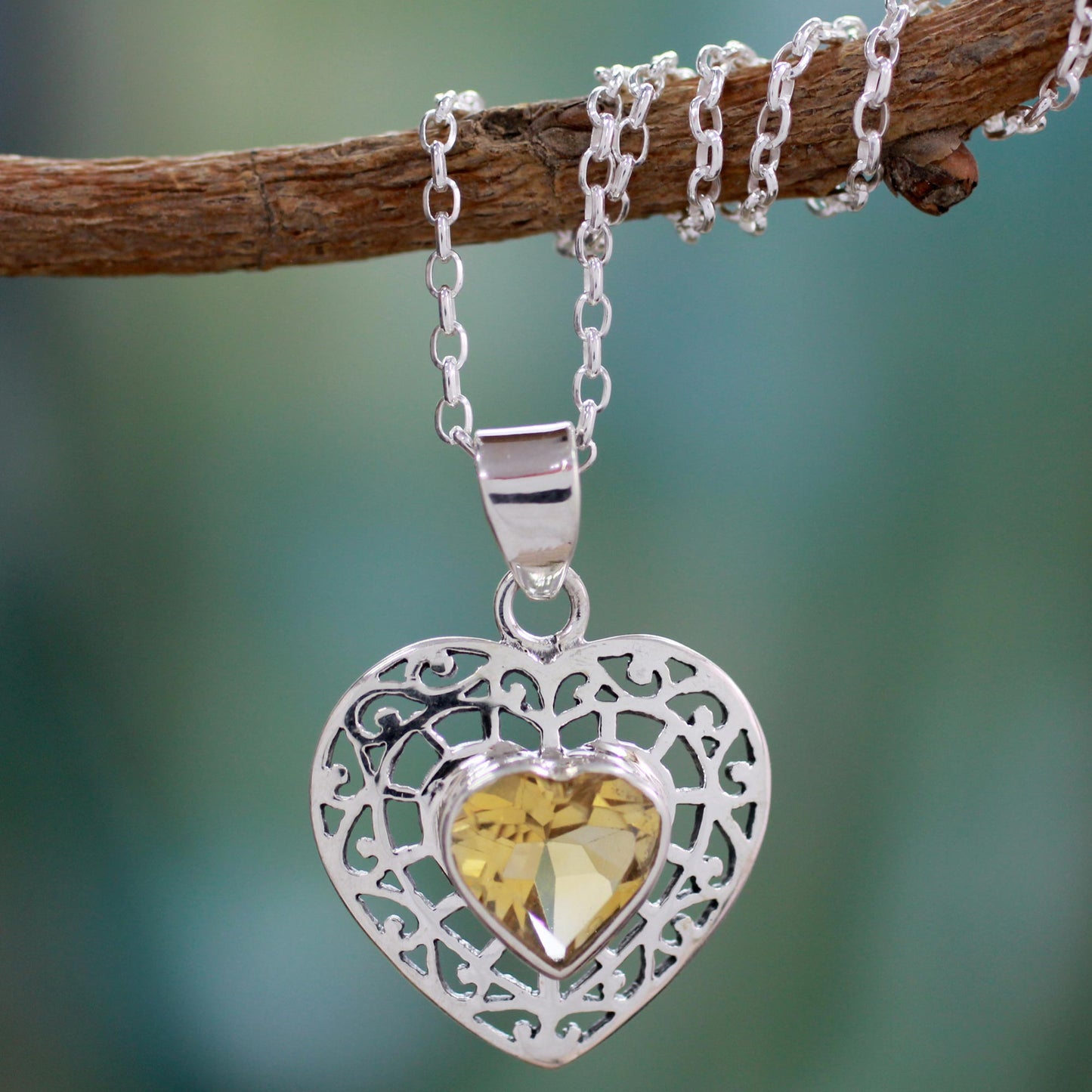 Mughal Romance Citrine heart necklace