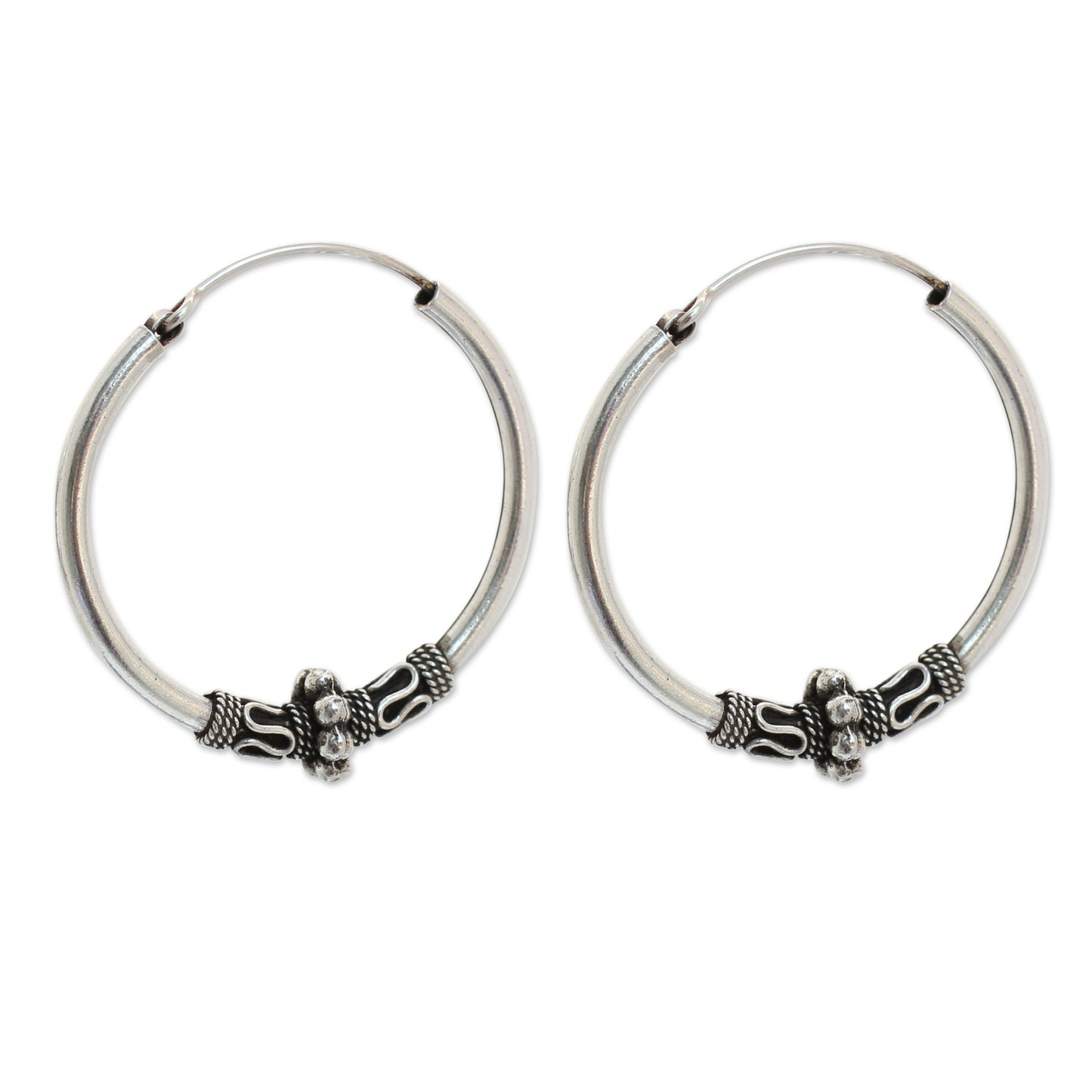 Old Siam Silver Hoop Earrings