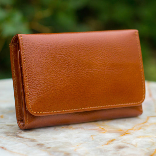 Infinite Brown Leather trifold wallet