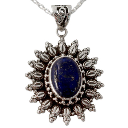 Royal Allure Artisan Crafted Lapis Lazuli and Silver Pendant Necklace