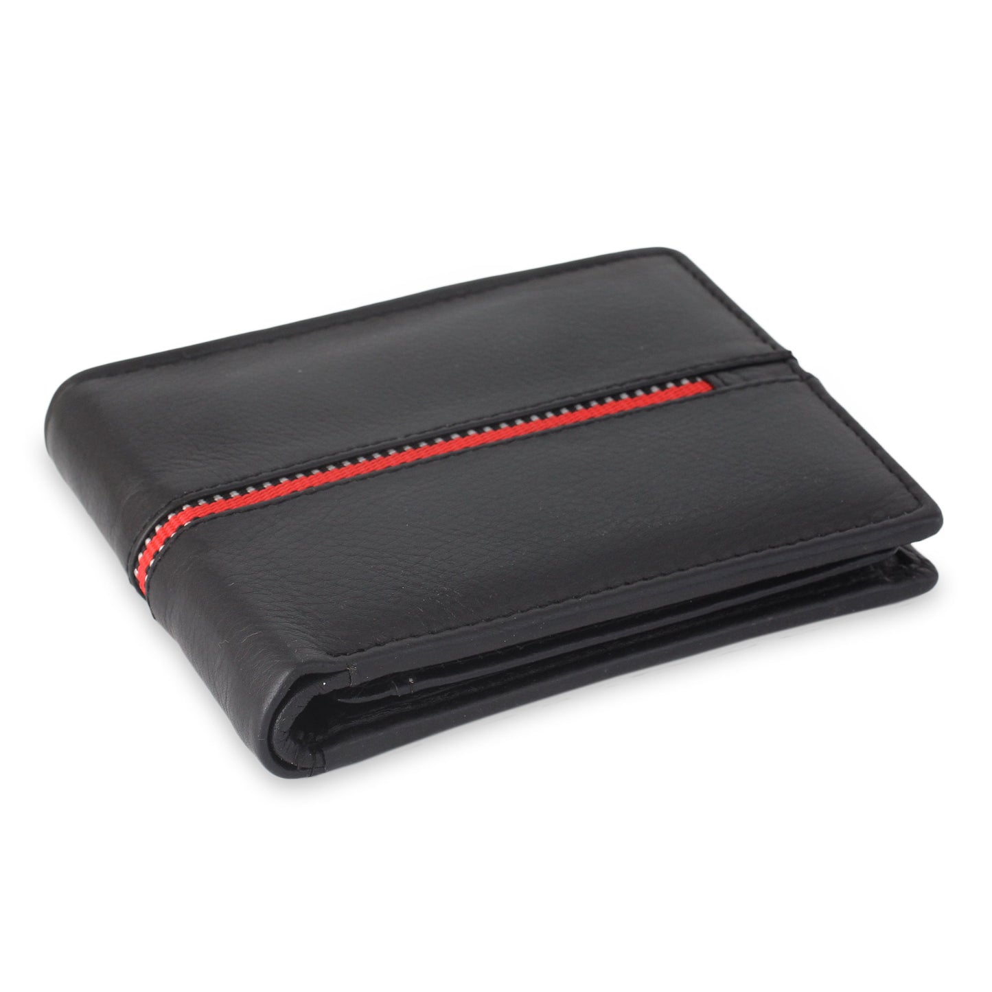 Suave in Red Black Leather Wallet for Men with Multiple Pockets
