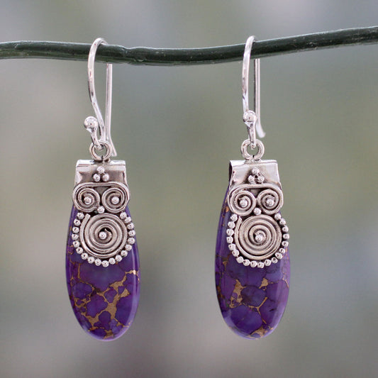 'Purple Enigma Fair Trade Purple Turquoise and Sterling Silver Earrings