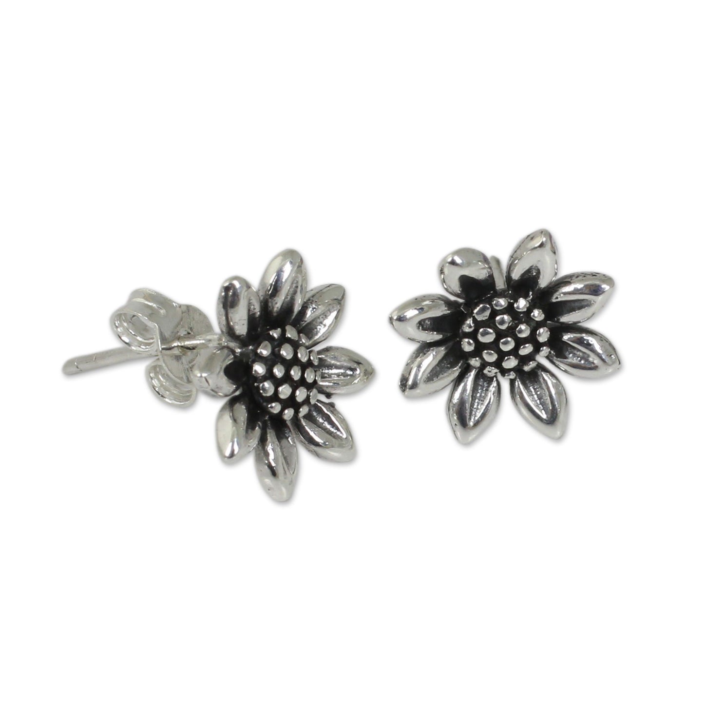 NOVICA - Sunflower Love Sterling Silver Stud Earrings