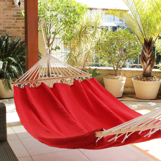 Ceara Red Red Cotton Hammock with Spreader Bars (Single)