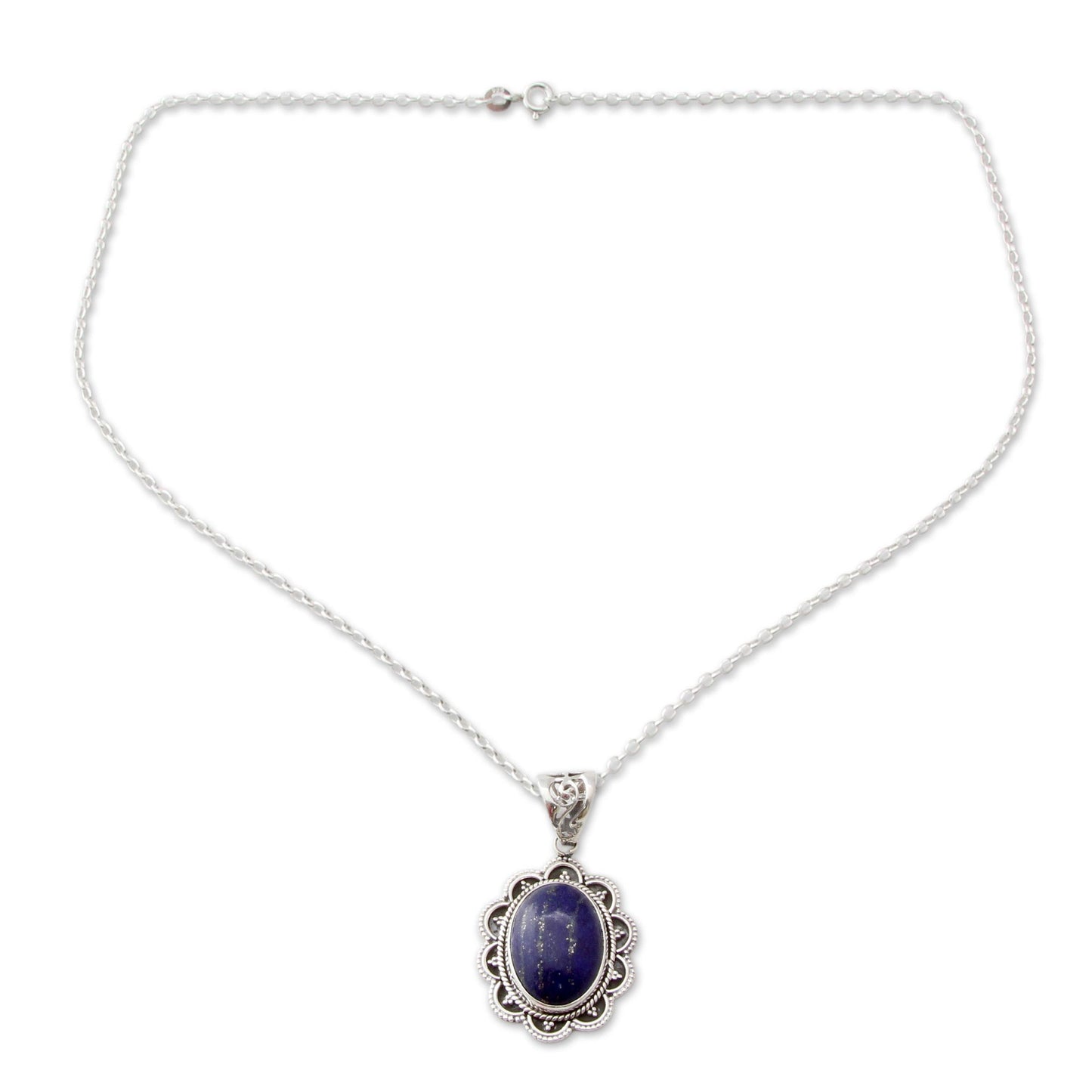 Royal Audience Artisan Crafted Lapis Lazuli and Silver Pendant Necklace