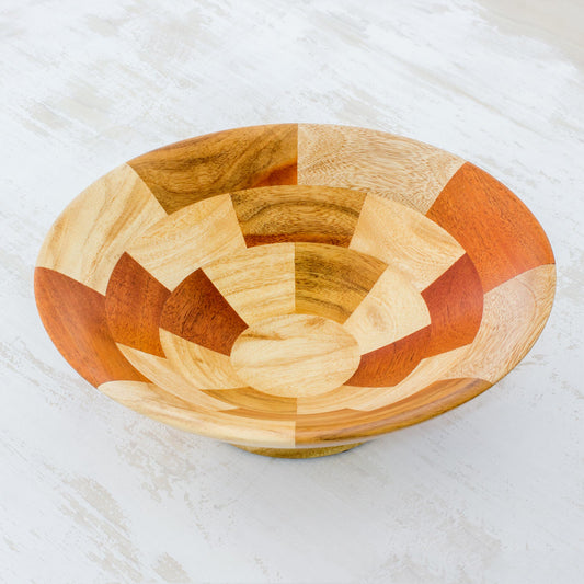 Stairway of Nature Mahogany and Palo Blanco Wood Fruit Bowl Crafted by Hand