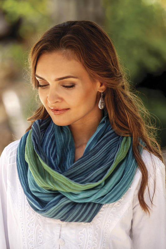Seaside Breezes Artisan Crafted 100% Cotton Infinity Scarf from Thailand