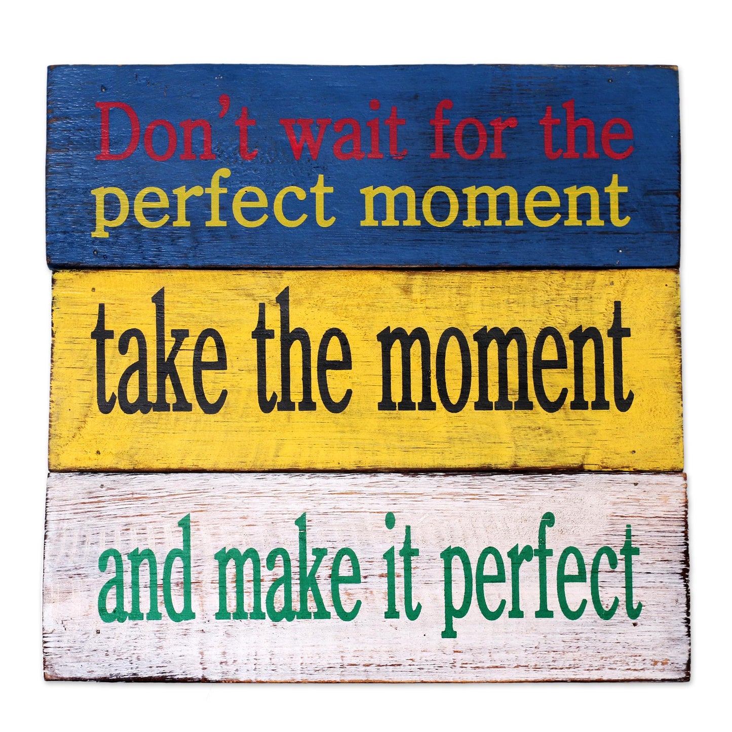 Perfect Moment Antique Finish Wood Wall Hanging Decorative Sign Indonesia