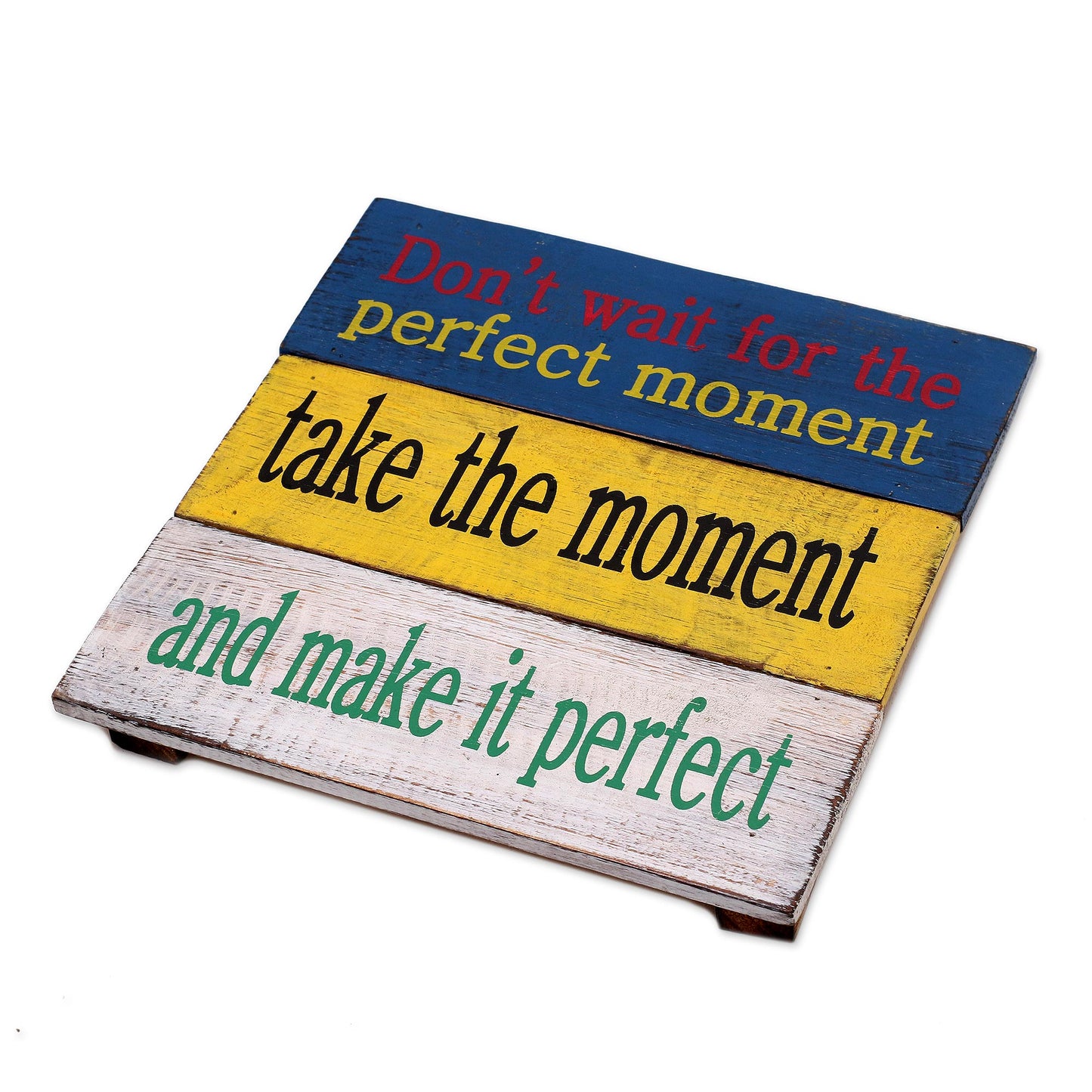 Perfect Moment Antique Finish Wood Wall Hanging Decorative Sign Indonesia