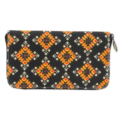Spring Sunrise 100% Cotton Printed Wallet with Zipper from India