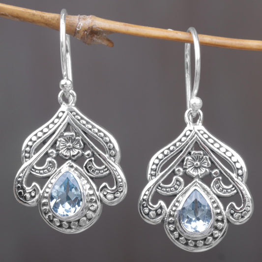 Summer Raindrops Blue Topaz Silver Dangle Earrings