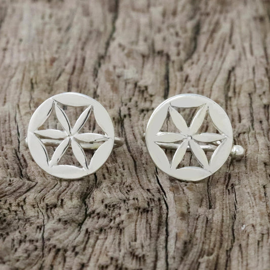 Star Petals Sterling Silver Star-Shaped Circular Ear Cuffs from Thailand