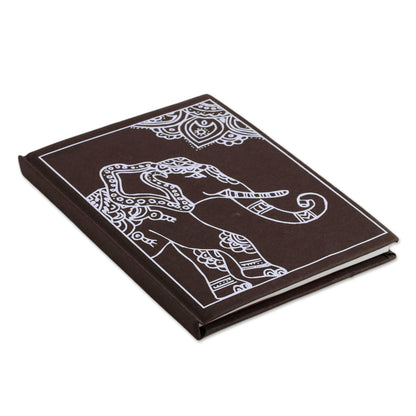 Royal Gajraj India Elephant-Themed Handmade Paper Journal in Mahogany